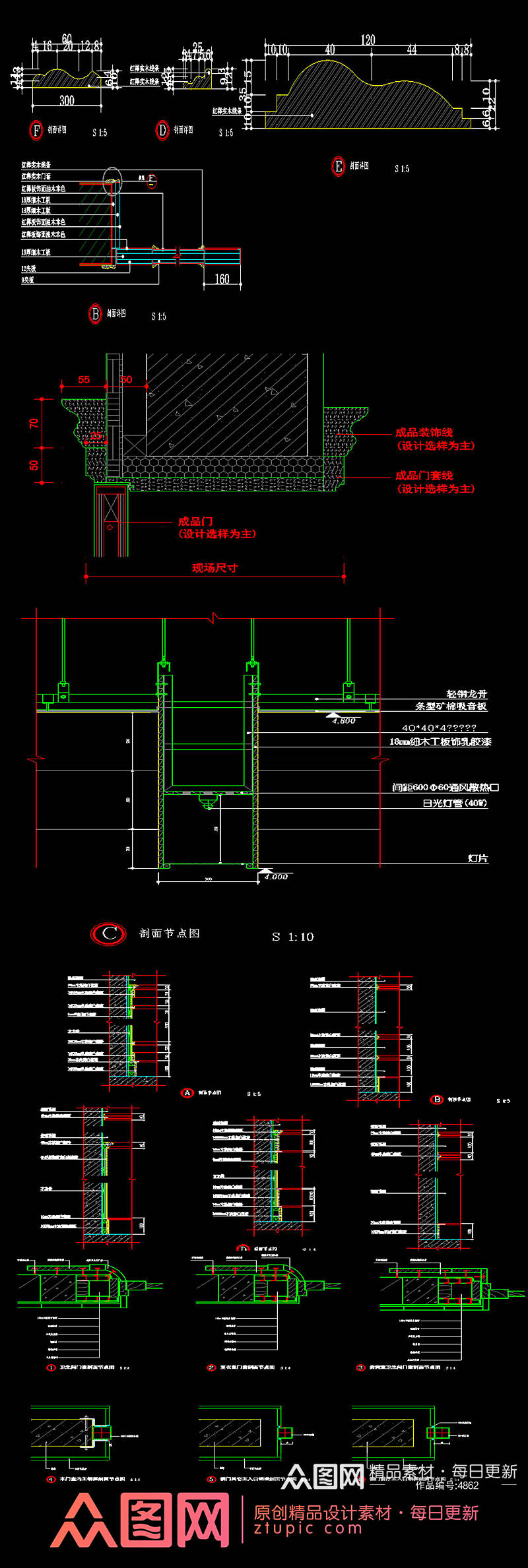2019原创CAD实芯木门节点素材素材