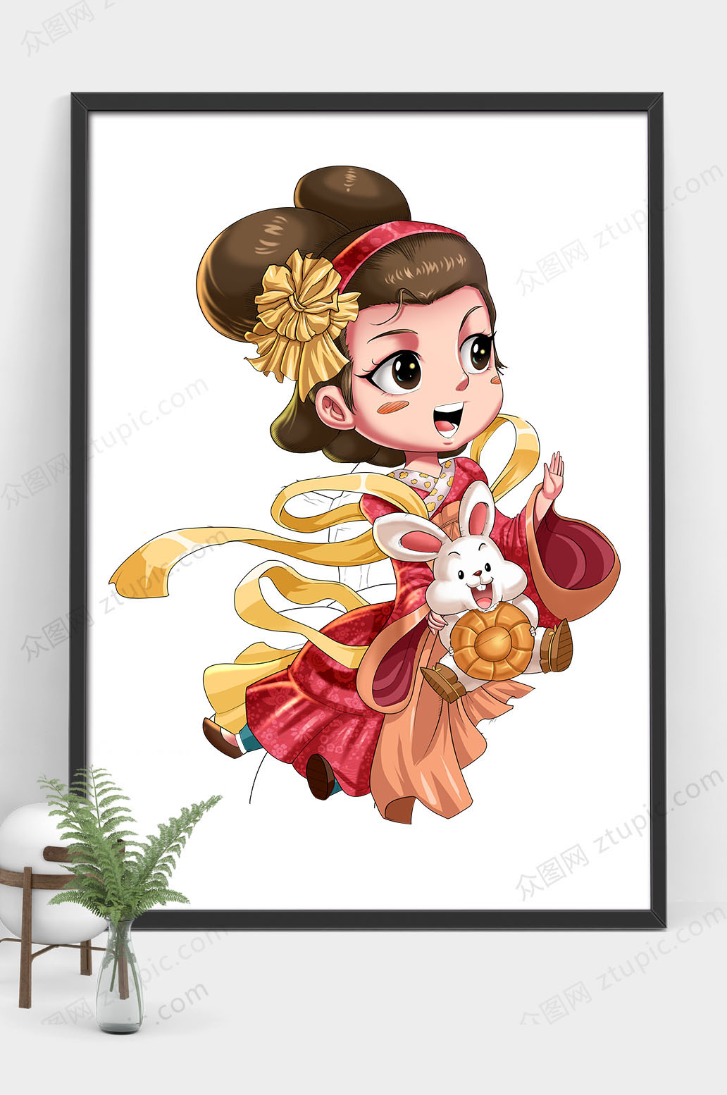 卡通手绘嫦娥素材
