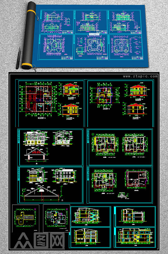 原创奢华欧式别墅CAD