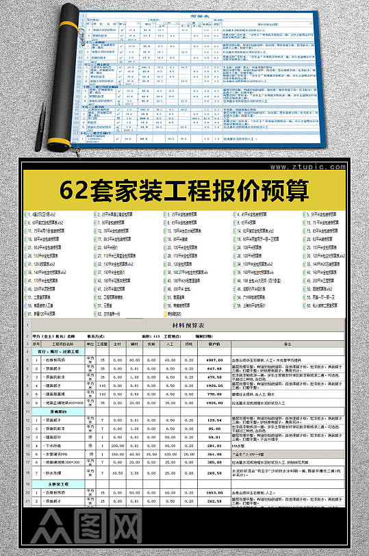 62套家装工程预算表