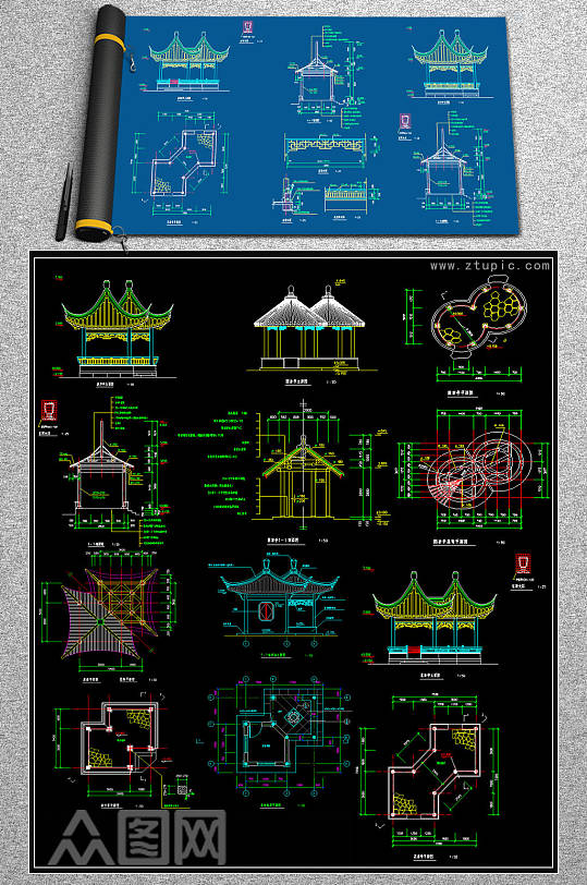 2019套亭凉亭CAD素材