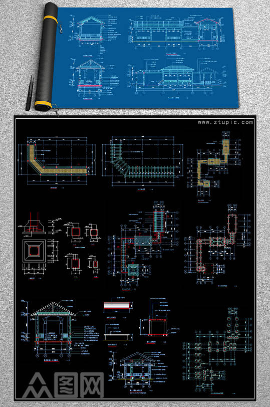 原创联系长廊CAD模板