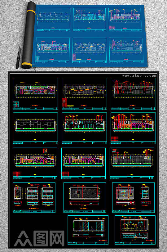 时尚网咖全套CAD施工图