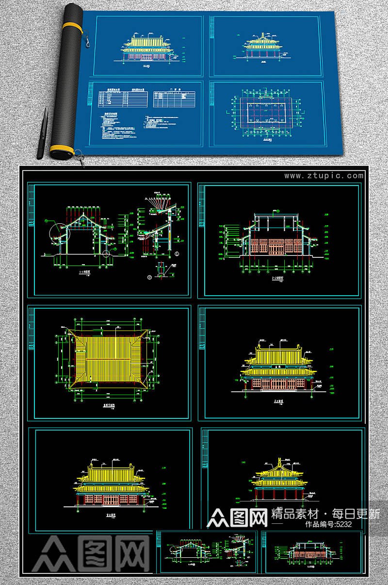 原创古建筑宫殿殿阁CAD施工图素材