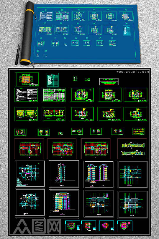 原创全套奢华欧式别墅CAD-众图网
