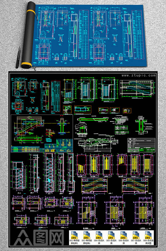 超全精品自动电梯CAD图库