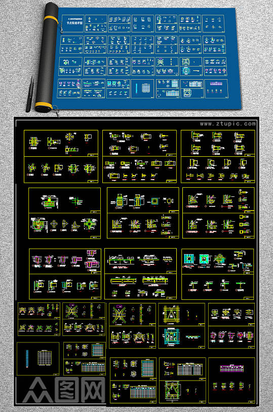 原创全套钢结构cad节点CAD施工图