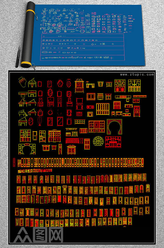 原创板式柜类家具设计资料CAD图库大全