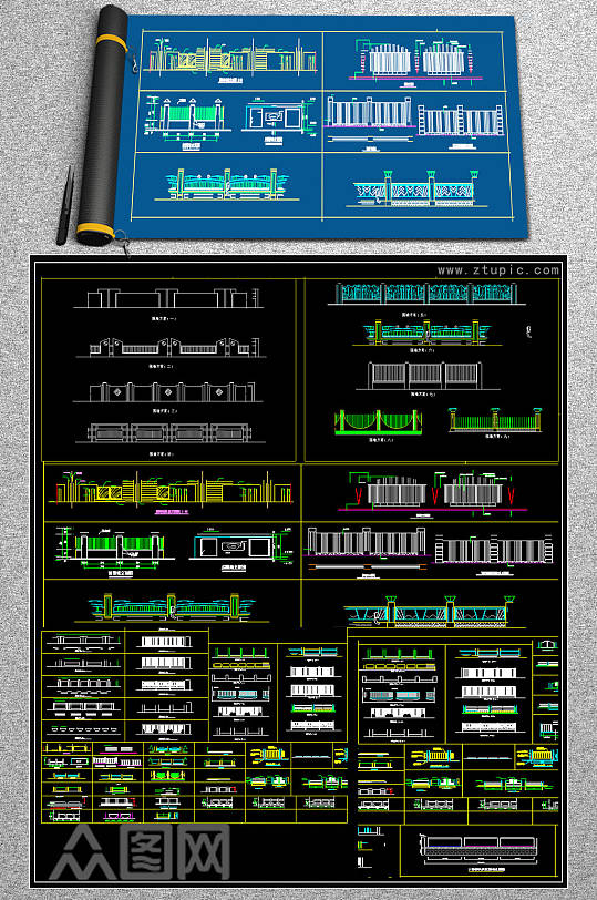 原创景观围墙CAD施工图