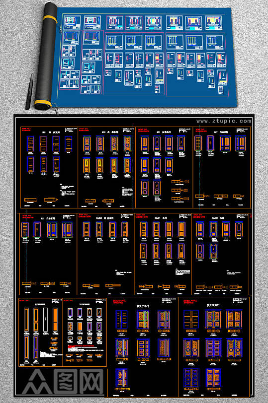 原创高端豪华木门CAD图库大全集