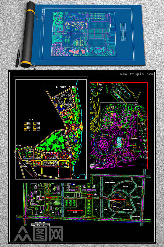 原创度假村旅游区景观规划CAD总平面图