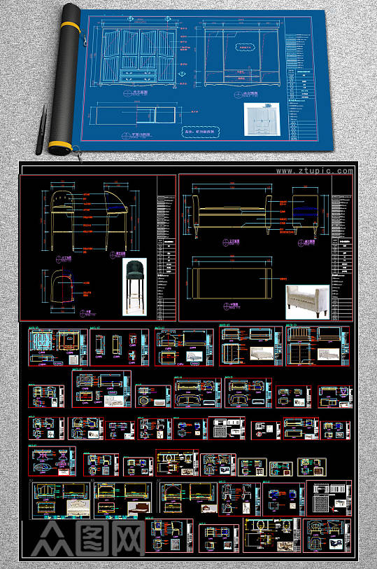CAD家具素材_CAD家具模板_CAD家具设计图片免费下载-众图网