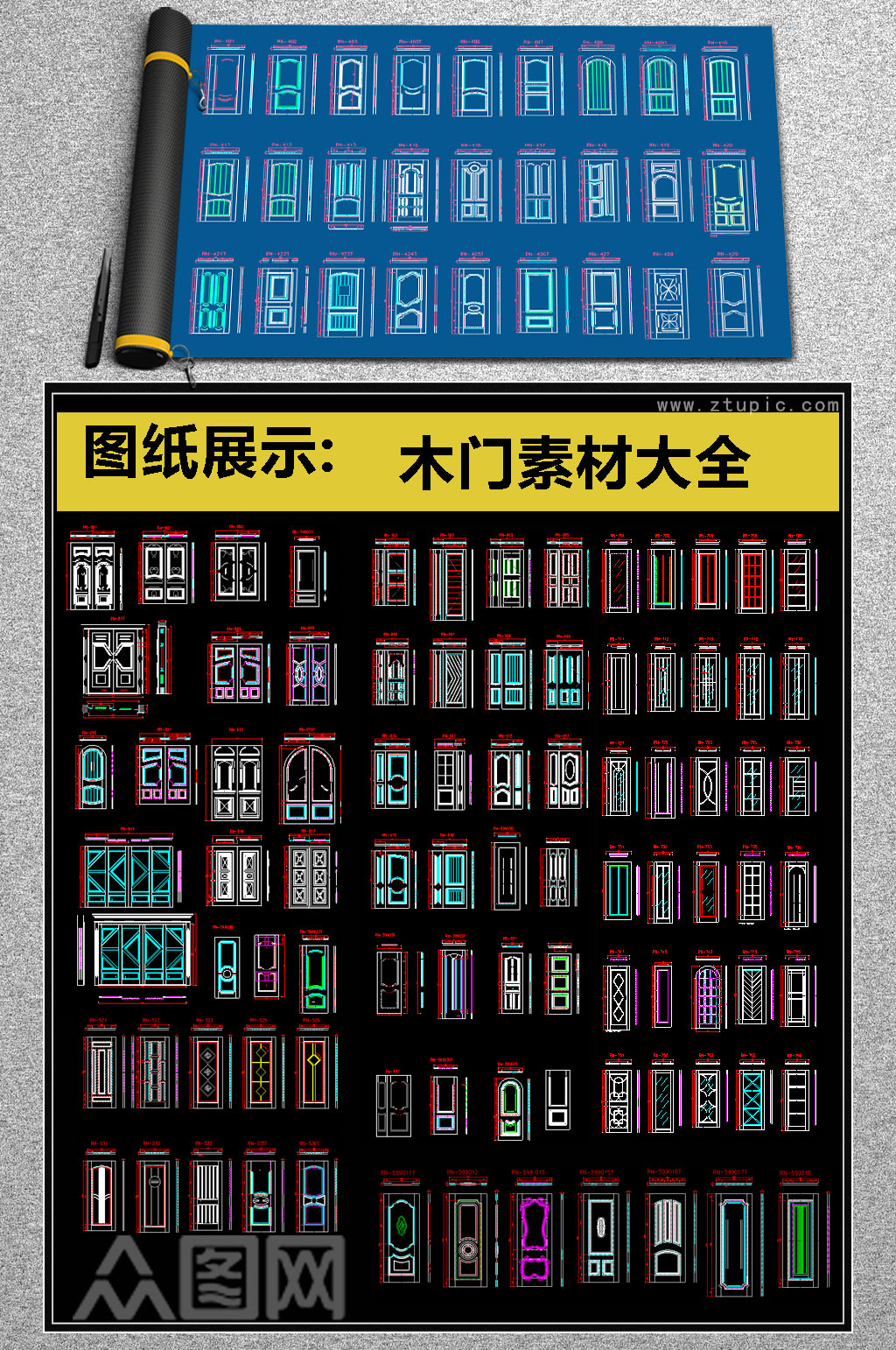 原创整木木门素材CAD图库素材