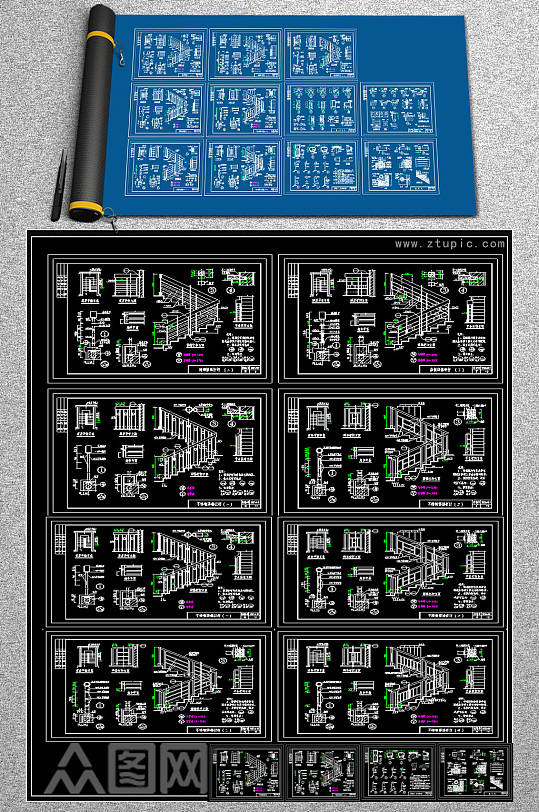 原创全套楼梯分解CAD施工图