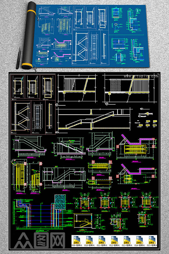 整套楼梯大样CAD图库