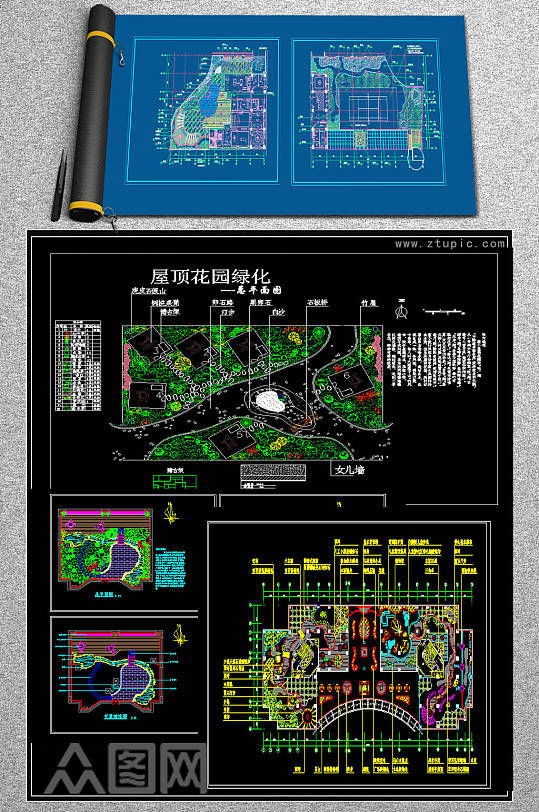 原创屋顶花园CAD平面施工图