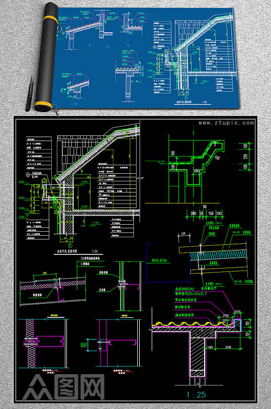 原创别墅檐口CAD素材-众图网