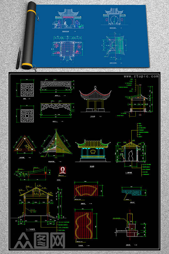 古式亭子CAD图纸