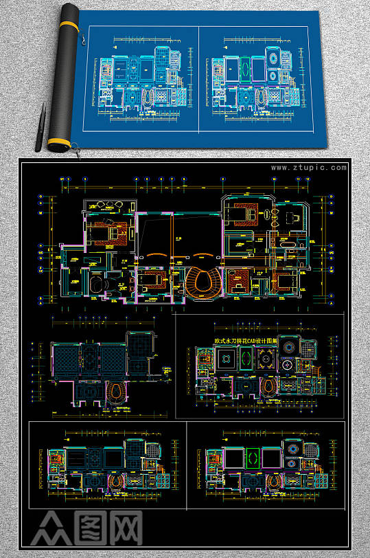 原创欧式水刀拼花CAD设计图集