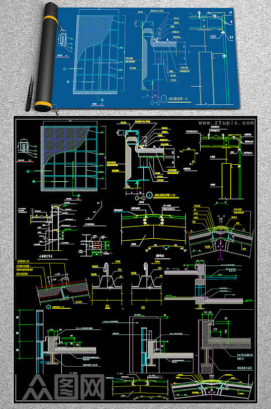 原创屋面节点CAD图库-众图网