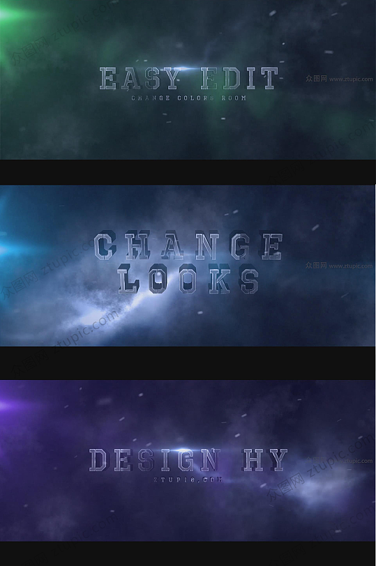 酷炫金属文字片头AE模版-众图网