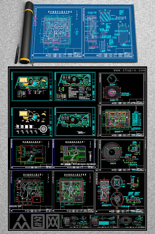 整套游园园林设计CAD施工图