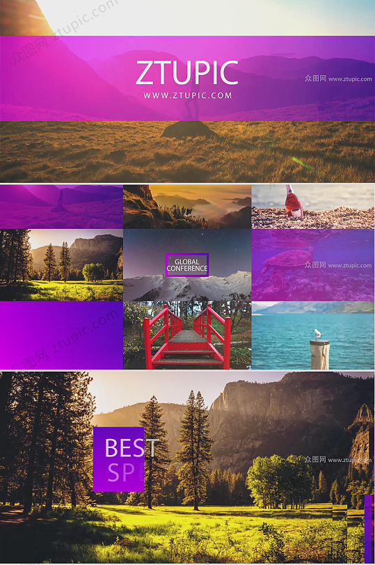 时尚渐变色切换企业宣传视频-众图网