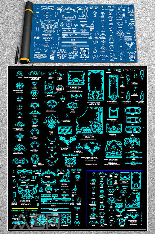 原创欧式雕花cad图库