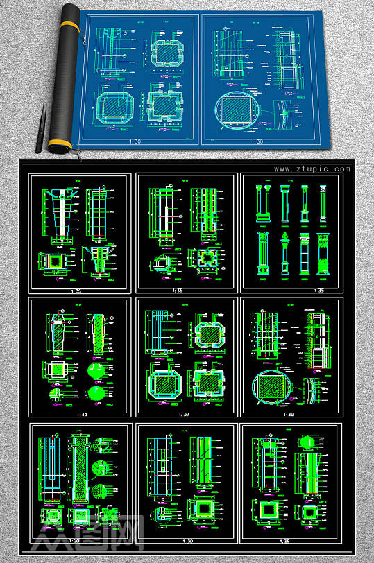 2019升级罗马柱全集CAD图库