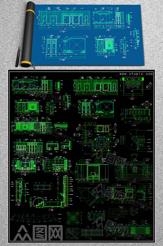 原创桑拿CAD素材-众图网