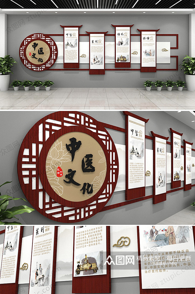 中国风中医文化展示墙素材