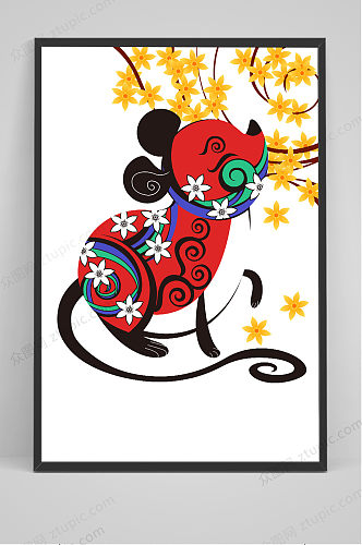 传统中式鼠年原创手绘插画