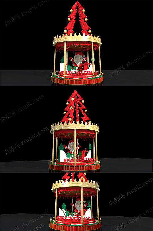 圣诞节卡通圣诞老人美陈DP设计-众图网