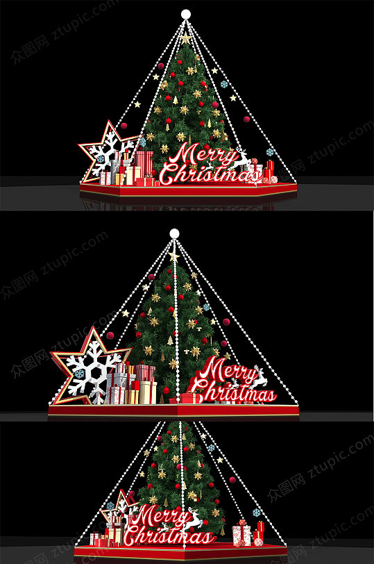 商场圣诞节堆头布置设计美陈效果图-众图网