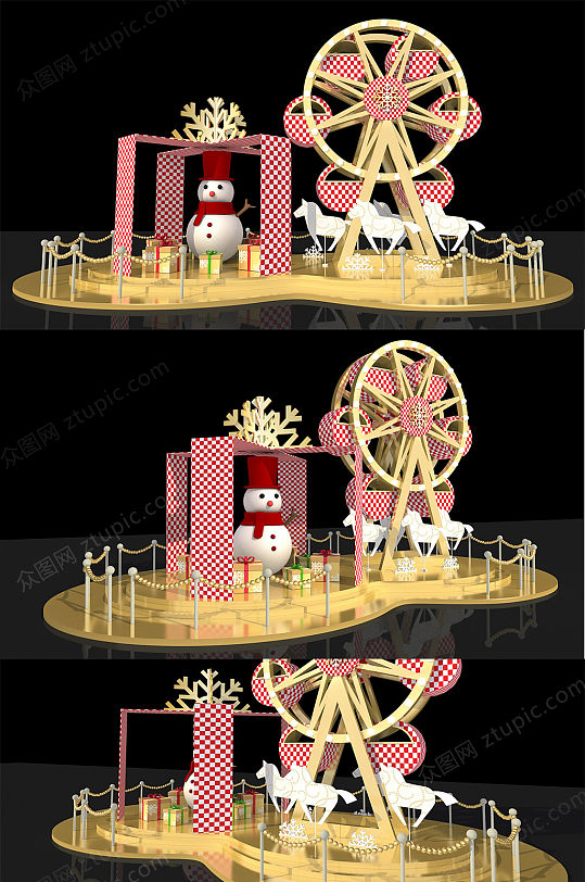 金色摩天轮圣诞DP设计-众图网