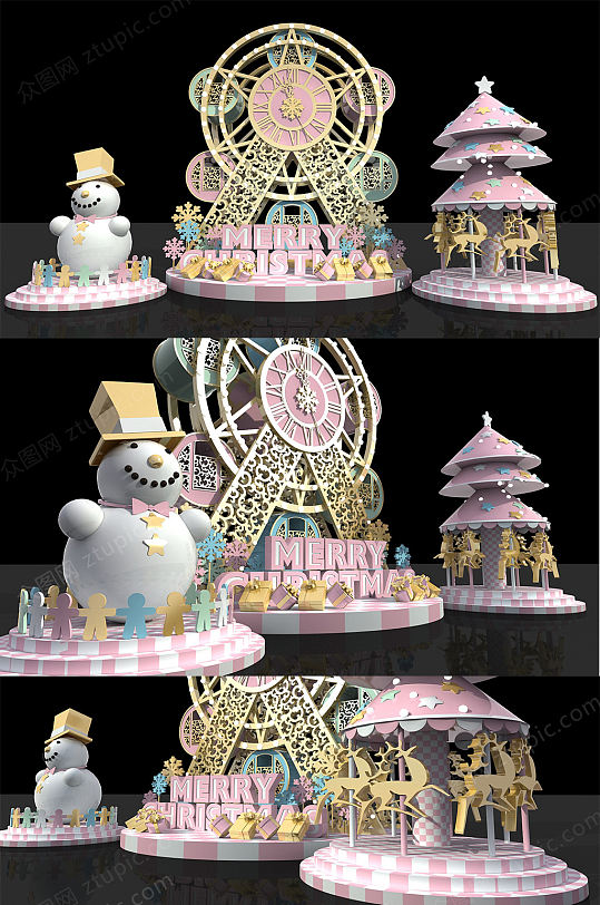 温馨游乐园圣诞节装饰DP美陈设计圣诞节美陈-众图网