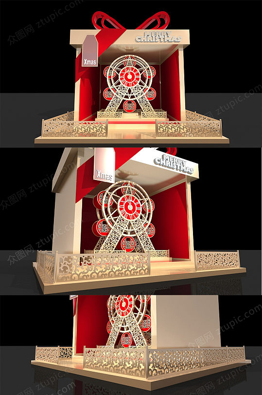 圣诞礼物圣诞节装饰DP美陈设计圣诞节美陈 礼品区地堆美陈-众图网