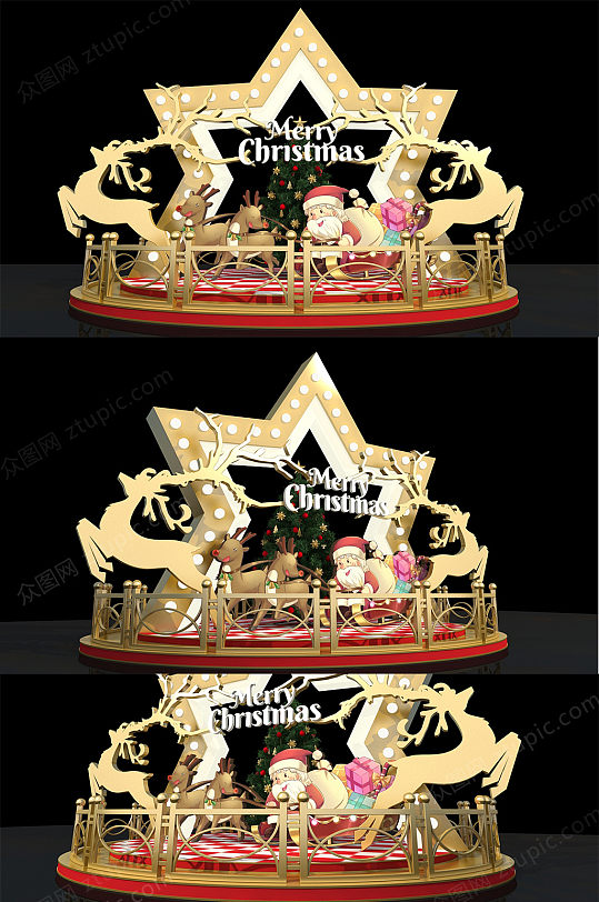 金色星星圣诞节商场DP设计-众图网