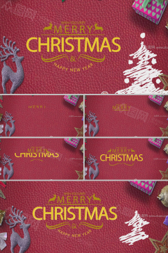 红色皮纹手绘圣诞树麋鹿元素圣诞AE模板