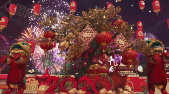 2020开门红金鼠赐福贺岁拜年视频-众图网