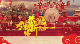 2020鼠贺新年中国风3D创意过年拜年视频-众图网