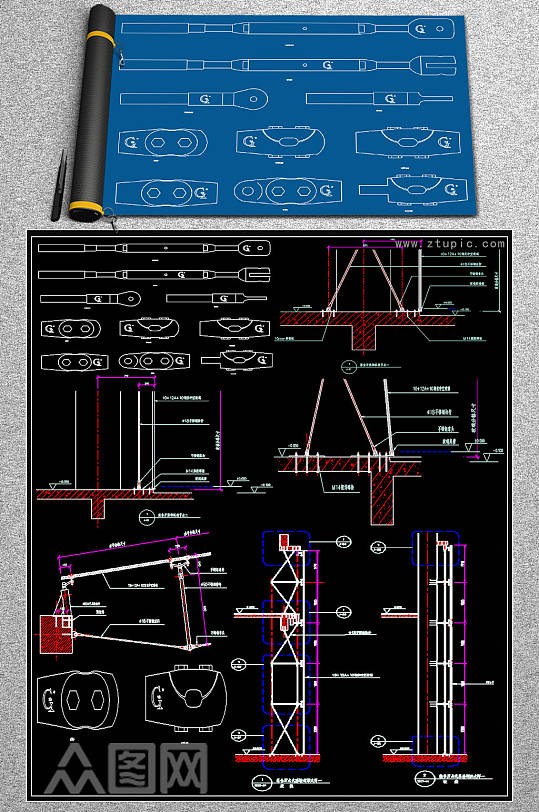 原创最新玻璃节点CAD素材-众图网