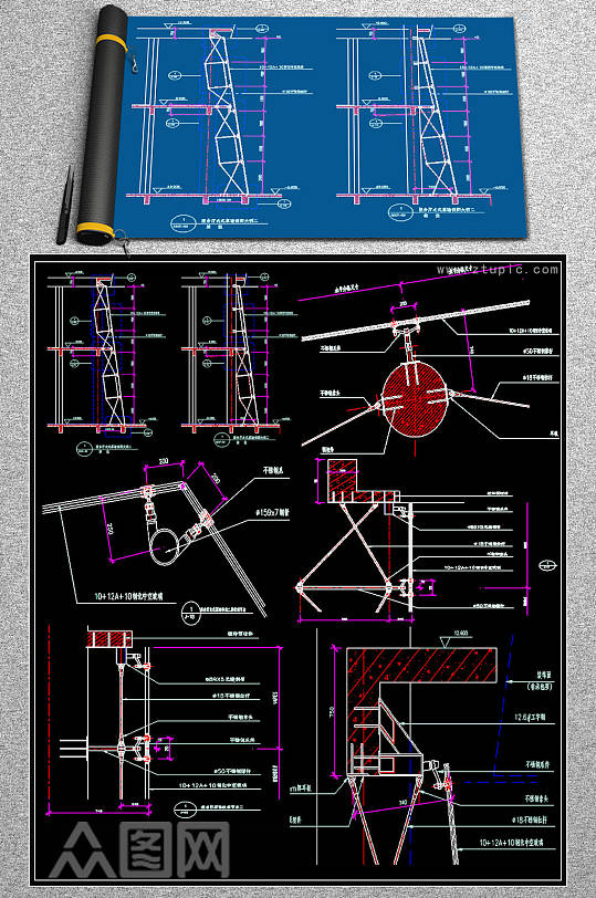 原创玻璃节点CAD图库-众图网