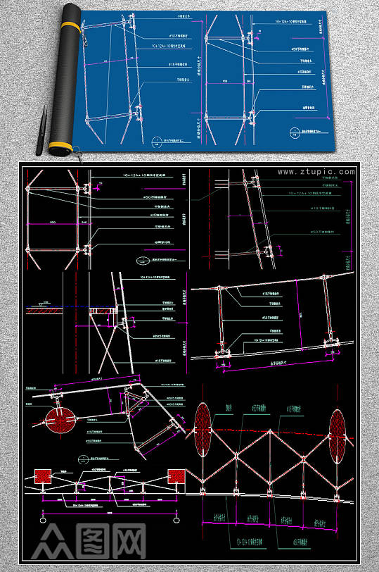 最新室内玻璃CAD大样-众图网