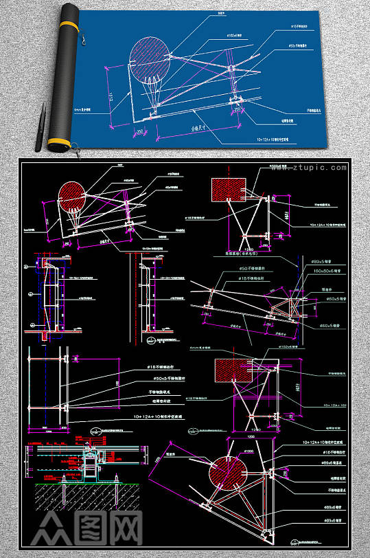 最新幕墙CAD大样-众图网