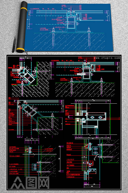 最全幕墙节点CAD图库-众图网