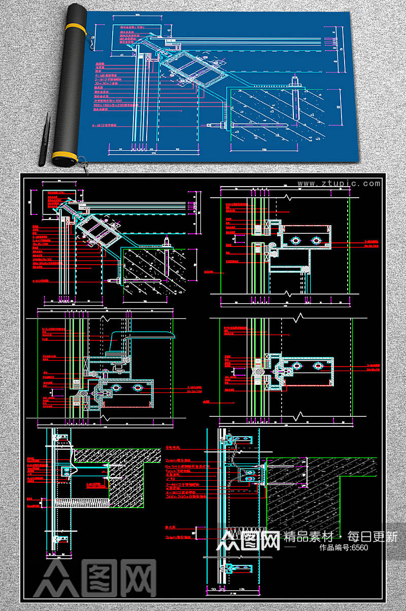 原创幕墙节点CAD模板素材