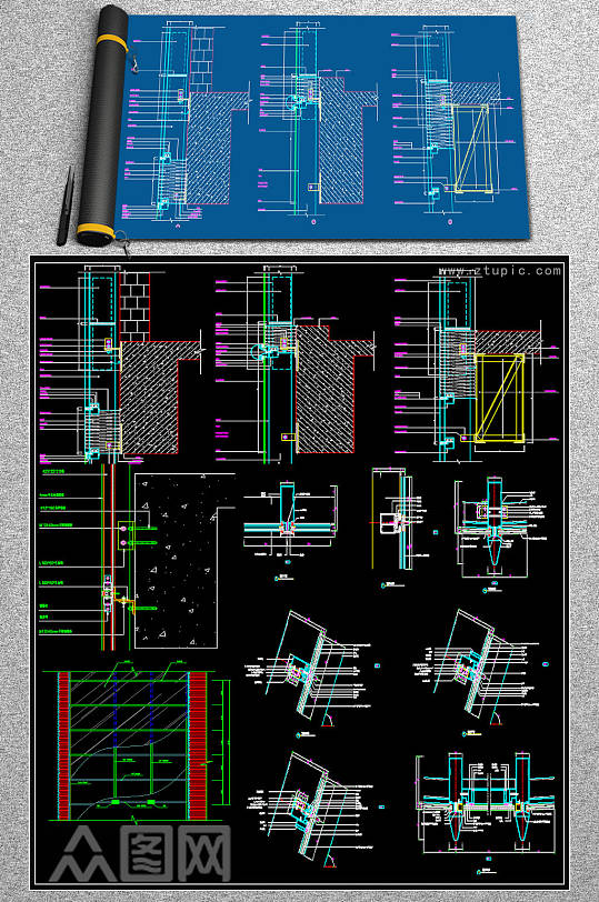 幕墙和玻璃幕墙节点CAD施工图