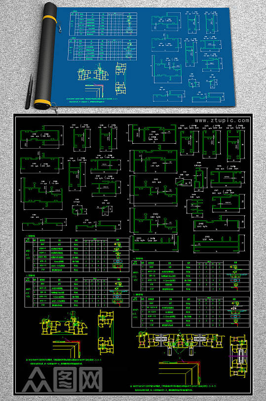 原创铝合金门窗CAD素材-众图网