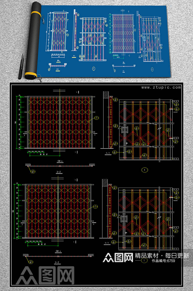 异形铁栅门CAD素材素材